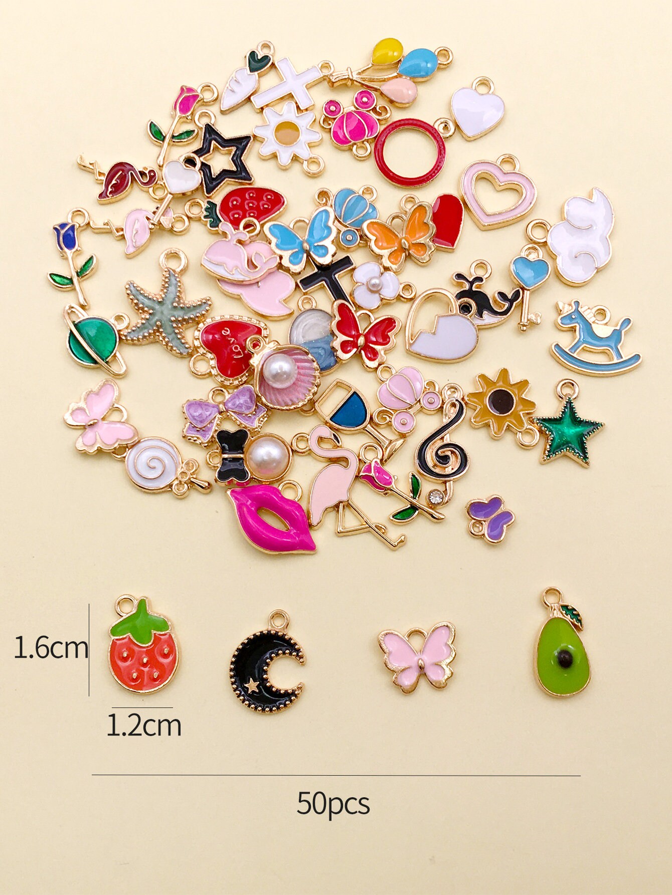 Bueautybox 31pcs Mixed Enamel Charms for Jewelry Making Pendants Colorful DIY Pendant Necklace Earrings Bracelet Crafting, Women's, Size: 10, Pink