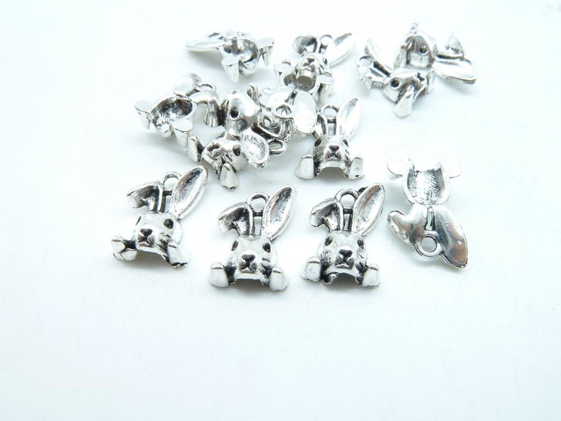 30pcs 9x13mm Antique Silver Mini Buck Rabbit Head Charms Pendant c6708 image 2