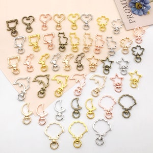 10pcs Keychain Star Love Cat Lobster Clasp Key Hook Keychains Lanyard Hook for Necklace Key Ring Clasp DIY Making
