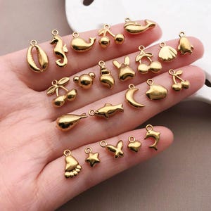 10 pièces mode émaillé en acier inoxydable vie marine charme étoile de mer coquille tortue pendentif pour bricolage océan fabrication de bijoux artisanat accessoires