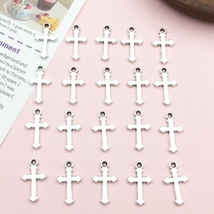 10/20/30pcs silver cross Charm Pendant For Jewelry DIY Handmade earring Necklace Bracelet Craft Metal Accessories 11x19mm