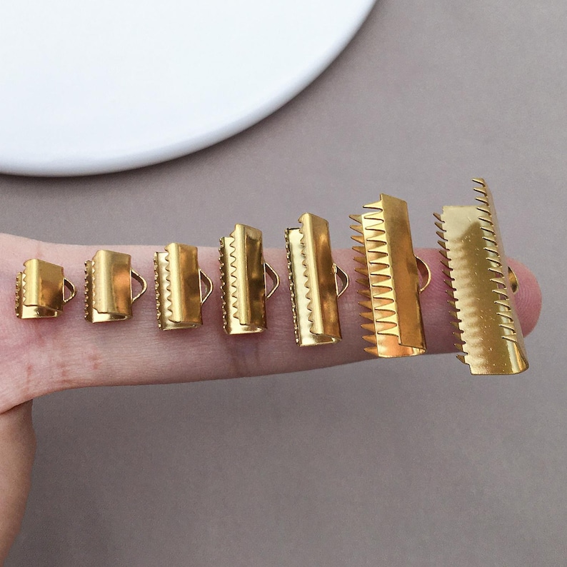 10/30pcs Rectangle Ribbon Ends With Clamps Stainless Steel Ribbon Crimp ...