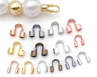 100/200pcs Brass Wire Guards Wire Cable Protector U Shape Loops Thread Protector Loop Wire Protectors for Bracelet Necklace Jewelry Making