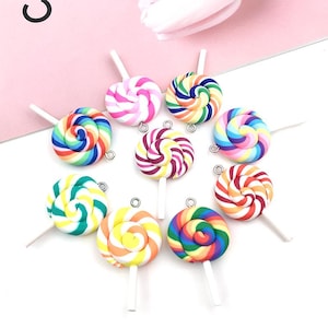 10pcs Mix Simulation candy lollipop charms Resin Candy Charms Pendant for DIY Necklace Bracelet Jewelry Making 29x55mm
