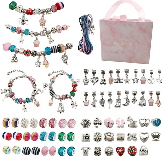 122PCS Set Charm Bracelet DIY Set Charm Bracelet Making Kit, for Girl  Children DIY Bracelet Jewelry Making Christmas Gift 