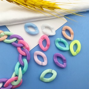 100/200/300pcs Colorful Mixed Open Acrylic Chain,Pastel Plastic Chain Links，Necklace makings, Jewelry making supplies, Jewelry DIY