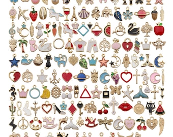 Mix 150PCS Enamel Gold Plated Charms Pendant for Jewelry Making Enamel charms  jewelry charms Different Colorful Charm Pendant