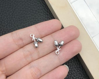 30 piezas de dijes de nuez de pino en forma de minifruta pineal en 3D de plata antigua de 11 x 15 mm c6562