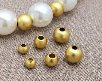 50/100pcs Round Beads 3/4/5mm Round Matte Brass Spacer Beads Seamless Loose Balls Seed Beads for DIY Jewelry Making