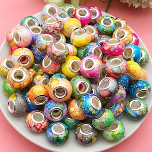 Mix 10pcs bulk Random mixed acrylic European large hole beads for DIY Bracelets Necklaces jewelry Making Accessories