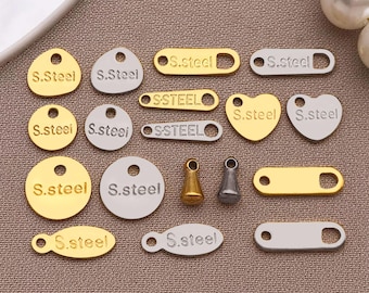 20/50 piezas de pequeños colgantes de acero inoxidable, extensores de cadena de acero inoxidable, colgantes con forma de gota para hacer joyas con cadena DIY.