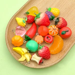 10/20pcs Mix Resin 3D Fruit Strawberry Banana Apple Charm DIY Pendant ...