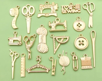 20/30pcs KC Golden Sewing Charms Collection Seamstress Designer Alloy Pendant for DIY Jewelry Making Bracelets Earrings Necklaces Accessory