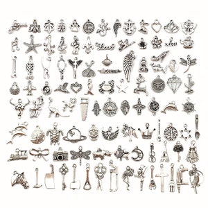Mix 100PCS  silver charms Jewelry Making Marine life Charms Pendant for Jewelry Making A variety of mixed jewelry charm
