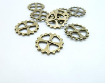 50pcs 14mm Antique Bronze Filigree vitesse MIni Charms pendentif C6966