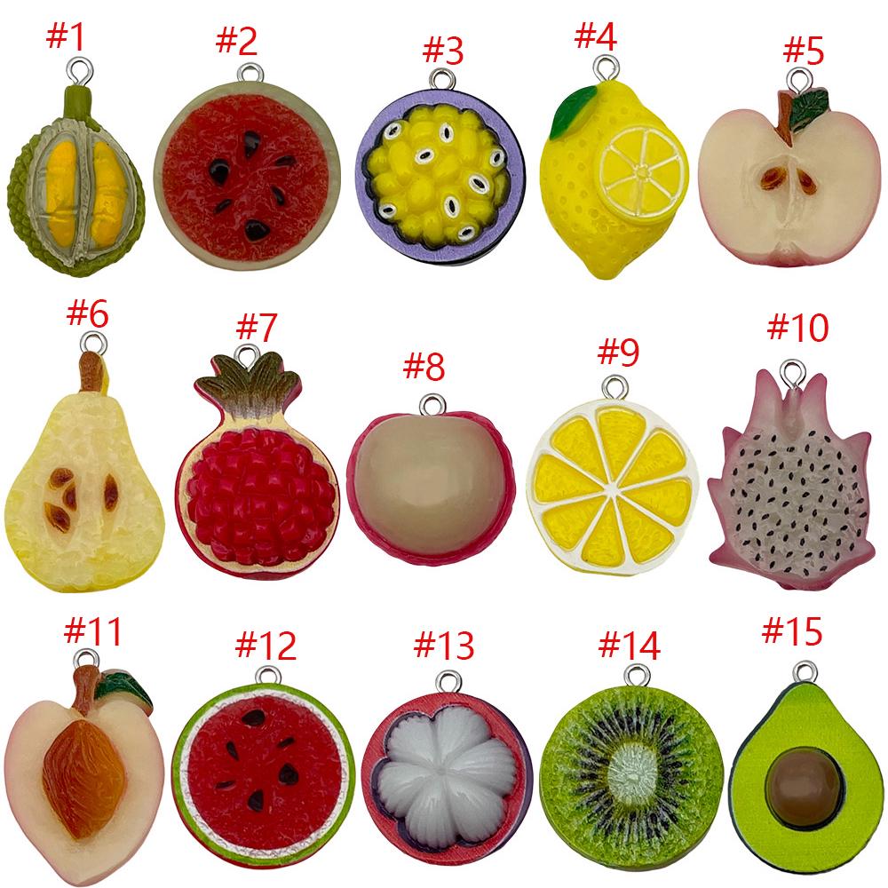 Cute Fruit Keychain Set - Stainless Steel Cherry, Watermelon, Avocado, Orange Charms - Bag Pendant & Keyring - View #4