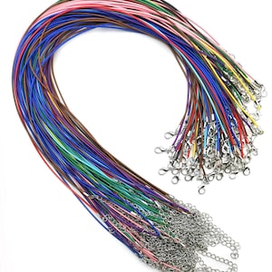 Mix random 50pcs Handmade Leather Adjustable Braided Rope 50cm Lobster Clasp String Cord 1.5mm for Necklace Bracelets Making