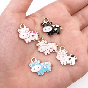 10/20pcs Dairy Cattle Charms Zinc Alloy Cows Charms Enamel charms cow charms, animal charms, cute charms Jewelry Supplies Earring Pendant,