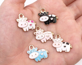 10/20pcs Dairy Cattle Charms Zinc Alloy Cows Charms Enamel charms cow charms, animal charms, cute charms Jewelry Supplies Earring Pendant,