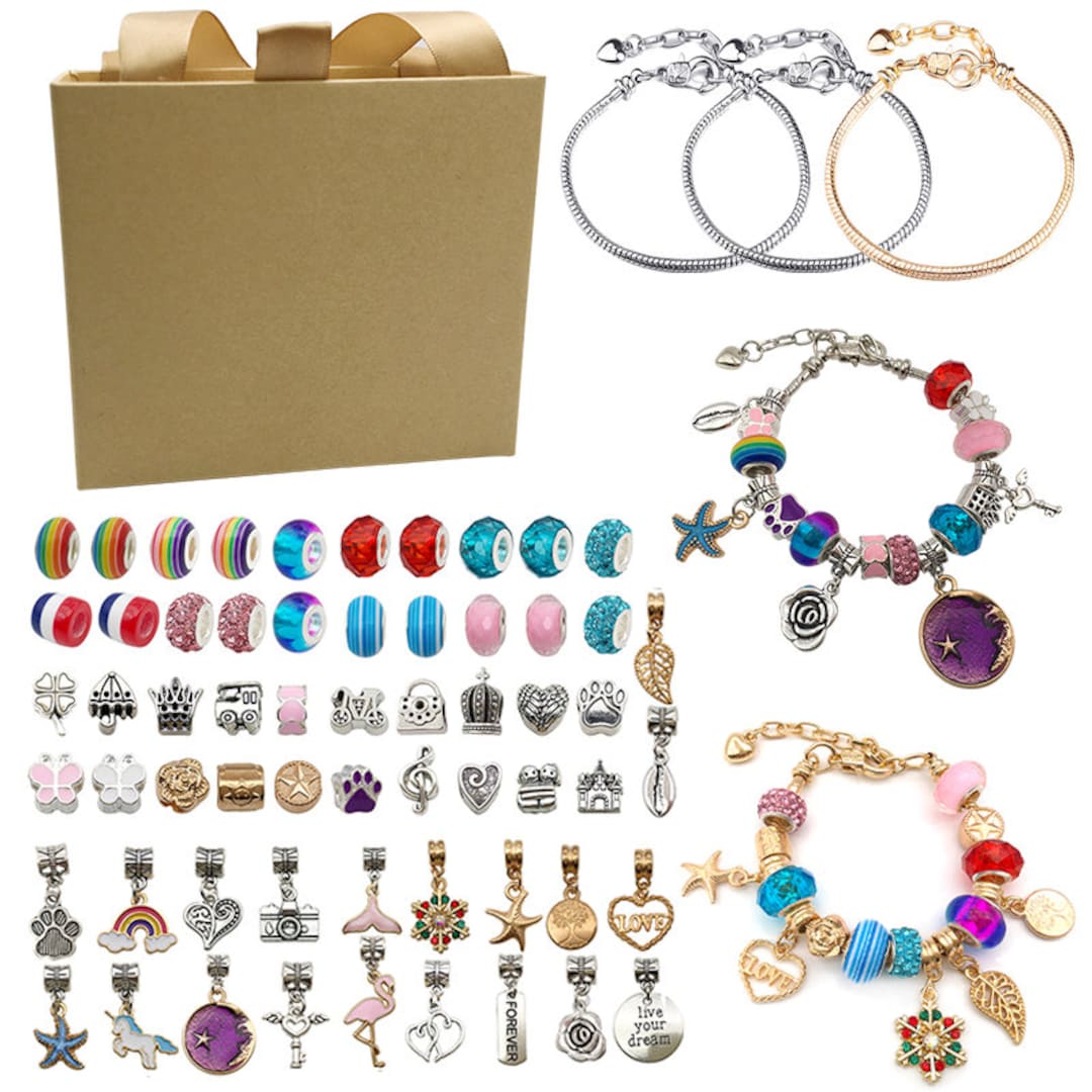 Charm Bracelet Making Set DIY Charm Bracelet Making Kit, for Girl Children  DIY Bracelet Jewelry Making Christmas Gift 