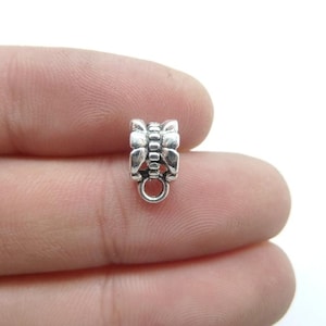 50pcs 6x10mm Antique Tibetan Silver Bail Tube Beads,Spacer Bead，Bail beads，Bead Hanger  c8279