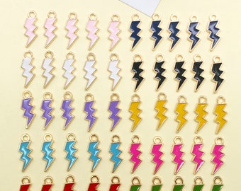 10/20/30pcs Enamel mini lightning Charm,cute love Earring Pendant,Bracelet Charm Necklace Charm,DIY Finding Jewelry Making 7x20mm