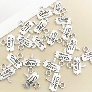 10/20/30pcs Antique Silver CAMP Charm Pendant For DIY Necklace bracelet Jewelry Making Craft Accessory