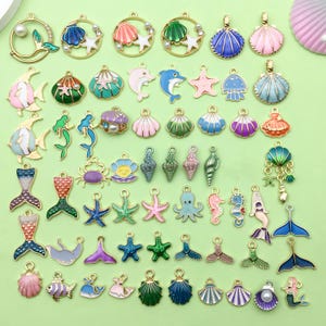 12 / 60 stücke Groß Emaille Marine Leben Charme Seestern Shell Anhänger für DIY Strand Schmuck machen Schlüsselbund Halskette Ohrringe Handwerk Zubehör