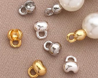 10/20/30pcs 18K Real Gold Plated Brass 4x6mm End Cap Crimps Beads Ball Chain Connector Clasp for Jewellery Craft Making Accessories
