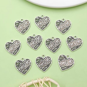 20/30 / 50 Stück Muttertag Liebe Charm Tibetsilber Brief Metall Anhänger für DIY Halskette Ohrring Schmuckherstellung Handwerk Zubehör 18 x 18 mm