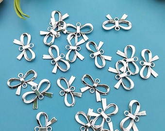 10/20/30pcs Antique Silver bow tie Charm Pendant For DIY Necklace bracelet Jewelry Making Craft Accessory