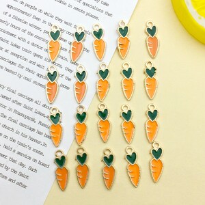 10/15/20pcs Enamel carrot Charms Plated Gold pendant For DIY Earring necklace Bracelet jewelry Making craft Accessories