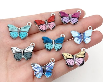 3/15/30pcs 15x20mm Colourful Enamel Butterfly Charm Animal Pendants for DIY Necklace Bracelets Earrings Jewelry Making Handmade