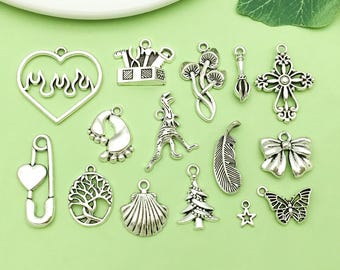 15/20pcs Antique Silver Assorted Love Cross Charm Alloy Pendant for DIY Bracelet Necklace Earrings Jewelry Making Craft Supplies Accessories