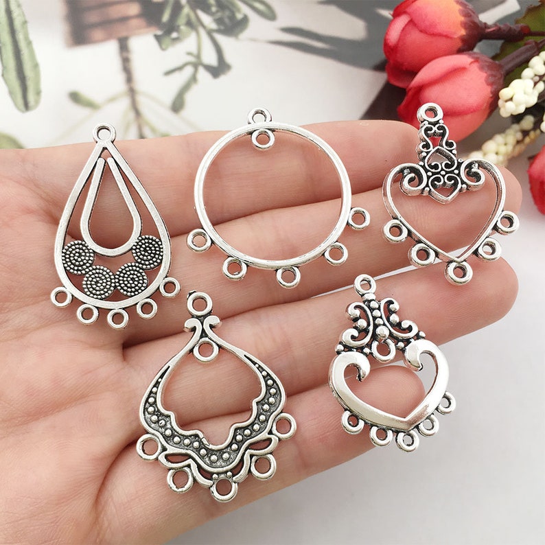 10/20/30PCS Ancient silver earrings charms Charms for Earrings, Pendants for Necklaces, Jewelry Supplies, DIY Jewelry image 4