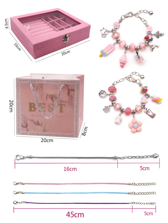LJRPUPY Kit per la creazione di braccialetti fai da te con perline per ragazze, set regalo con scatola