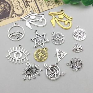 Mix 10/26pcs bulk Antique Silver Gold Eye of Horus Charms pendant for DIY Bracelets Earrings Necklaces jewelry making Handmade Accessory