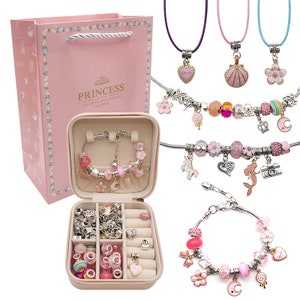 Braccialetto per bambini fai da te gioielli fatti a mano, cristallo fai da te ciondolo squisito set di scatole regalo braccialetto ragazze, collana gioielli forniture per la creazione