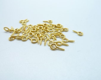 500 pcs 8x4mm Gold Plated Round Rings Finished Screw Eye Hook EyeHook Pins Eyepin clasps