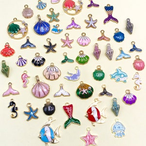 Mix50pcs bulk Enamel ocean Charms Collection starfish shell pendant for DIY Bracelets Earrings Necklaces Accessory