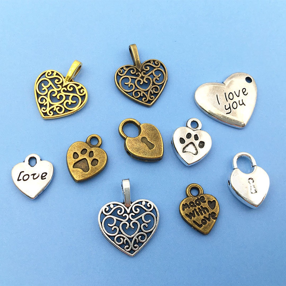 Mini Ciondoli Forma Cuore Set 300 Ciondoli In Metallo Placcati Oro - Per Bracciali, Collane E Fai Da Te Orecchini Bambina Oro