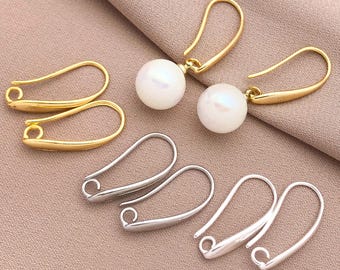 6/10/20pcs French Earring Hooks 18K Real Gold Plated Earring Hooks, Ear Wire Platinum Earrings Brass Earring Findings for DIY Earring Making