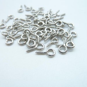 500 pcs 4x9mm White K (Rhodium Color) Round Rings Finished Screw Eye Hook EyeHook Pins Eyepin clasps
