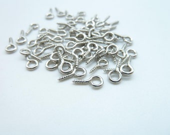 500 pcs 4x9mm White K (Rhodium Color) Round Rings Finished Screw Eye Hook EyeHook Pins Eyepin clasps