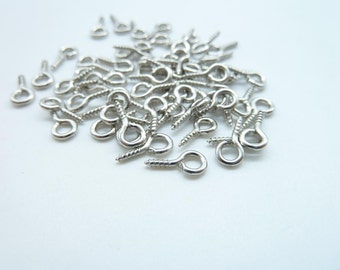 500 pcs 4x9mm White K (Rhodium Color) Round Rings Finished Screw Eye Hook EyeHook Pins Eyepin clasps