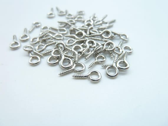 500 pcs 4x9mm White K (Rhodium Color) Round Rings Finished Screw Eye Hook EyeHook Pins Eyepin clasps