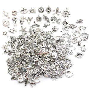 Random mix 20/30/50pcs Antique Silver bulk charms Jewelry Making Charms Pendant for Jewelry Making A variety of mixed jewelry charm