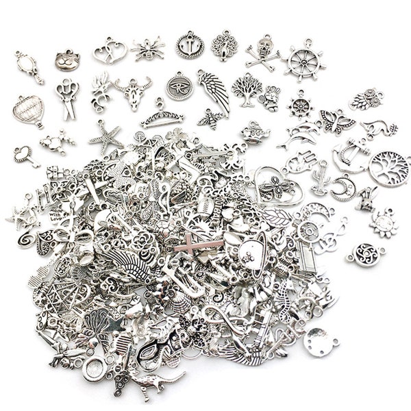 Random mix 20/30/50pcs Antique Silver bulk charms Jewelry Making Charms Pendant for Jewelry Making A variety of mixed jewelry charm
