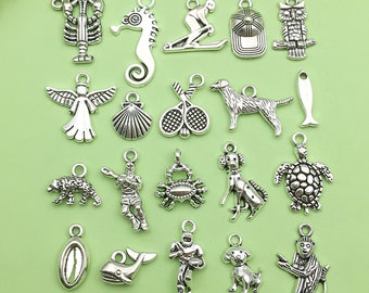 20pcs Metal Alloy Bulk Antique Silver Animal Bird Charms Butterfly Pendants for DIY Bracelet Neacklace Earrings Jewelry Making Findings