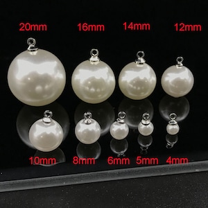 4/5/6/8/10/12/14/16/20mm Pearl Dangle Pendant, Round pendant, Round Pearl Charms, Jewelry Charm, Jewelry Making
